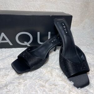 NEW- AQUA Women's Onyx Embellished Stiletto Mules Sz: 6.5